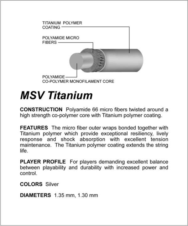 MSV Titanium Tennis String 200m 1,30mm silver